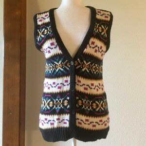 VTG 90s Hunts Point Fair Isle Style Knit Sweater Vest Size M Made in Korea Teal